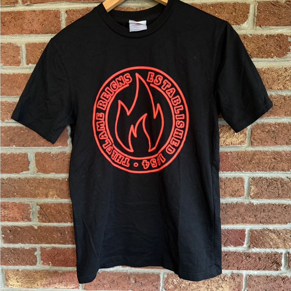 Burger King "The Flame Reigns" employee crew black t-shirt. small